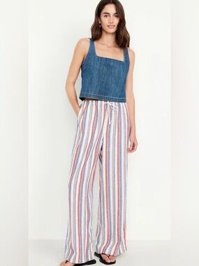Old Navy Linen Blend NWT Pants Wide Leg Beach Coastal Breathable Size Small